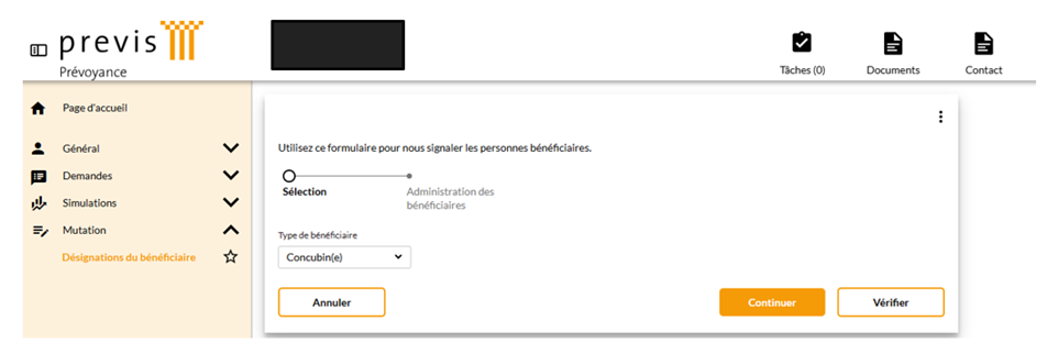 Saisir les personnes bénéficiaires