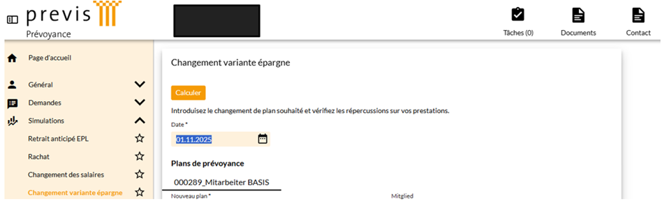 Changement de plan optionnel